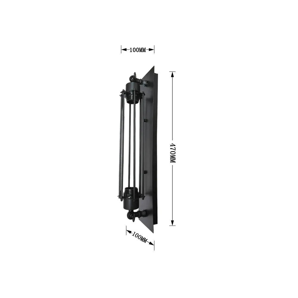 Refined retro industrial style iron Devil Island flute wall lamp in black finish for indoor use