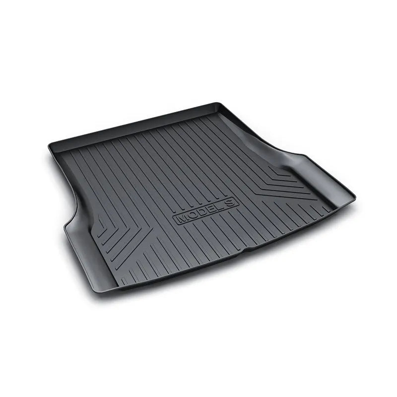 Custom rubber and TPE floor mat set for Tesla Model 3, Y, X, and S interior protection.