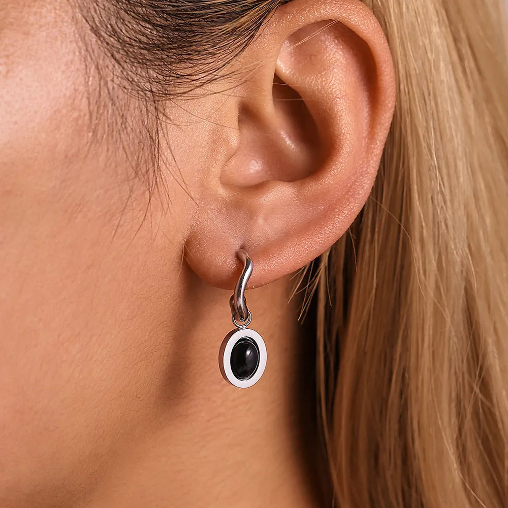 Stainless steel plated geometric eardrops earrings for women electroplating finish