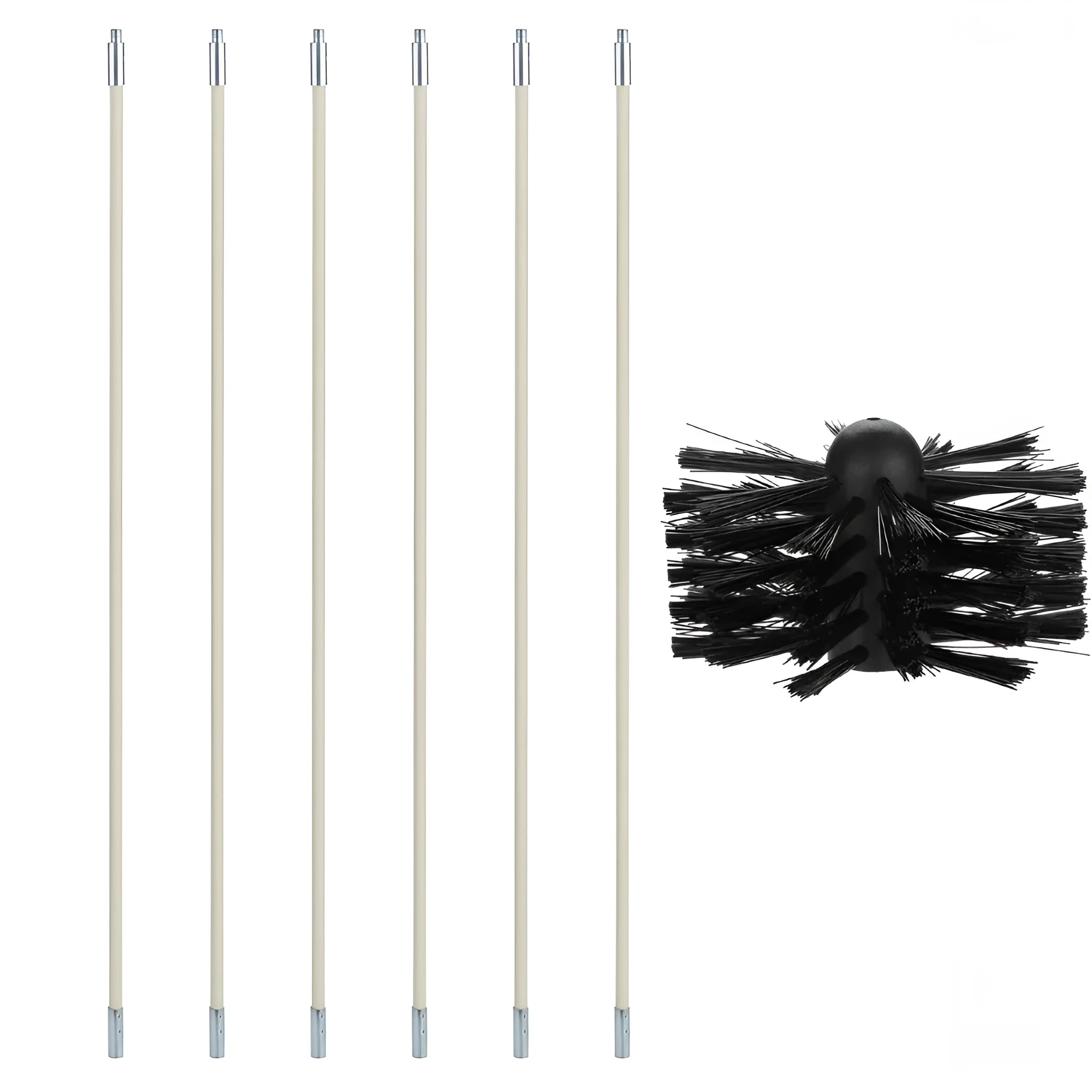 Flexible 600mm long dryer vent and chimney cleaning brush with nylon bristles on a bendable rod