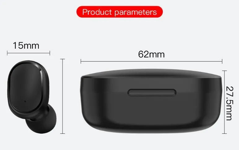 A6S in-ear Bluetooth 5.0 true wireless earbuds in black with charging case