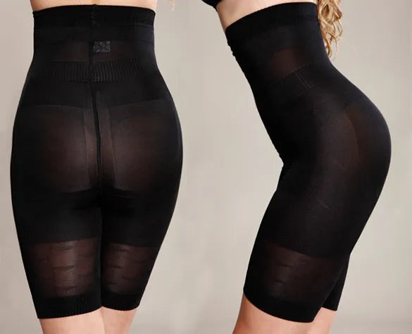 Black seamless high-waisted shapewear shorts for women with tummy control