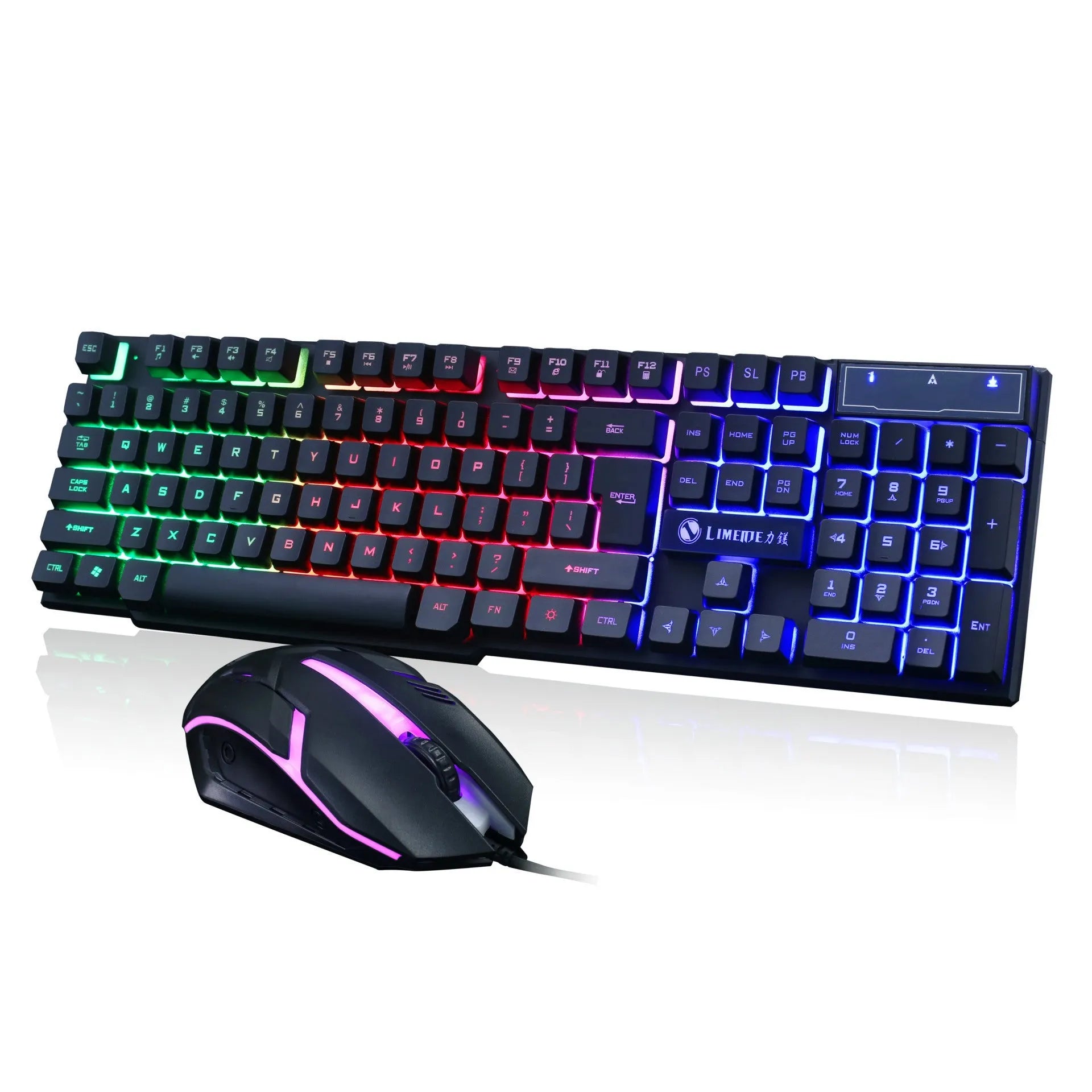 Limei GTX300 gaming keyboard and mouse set with backlit keys in multiple colour options
