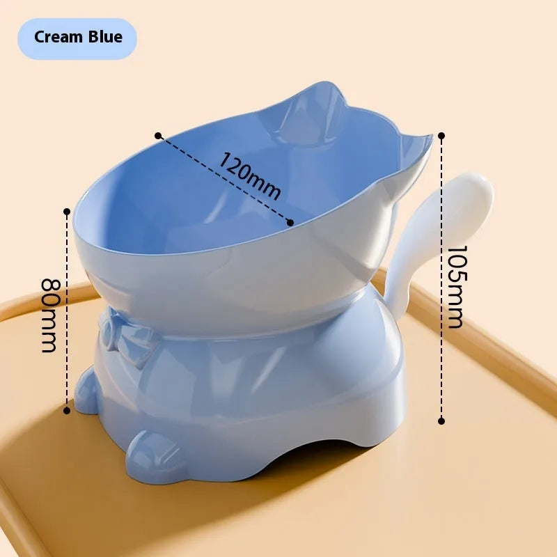 Stainless steel oblique cat bowl with anti-fall base in selected colours.