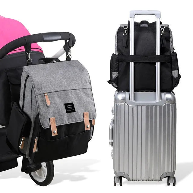 LAND Mommy MPB86 large Oxford cloth diaper backpack with changing mat in selected colour.