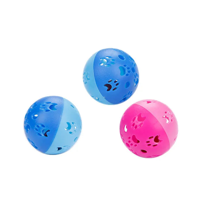 Hollow plastic cat toy ball, 5cm diameter, sounding toy in pink or blue, 20g Pethome pet ball