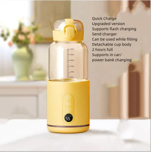 Wireless portable baby milk mixer with glass thermostatic cup 86x210mm in white