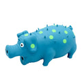 Latex pig-shaped dog chew toy with protruding texture and squeaker in various colours