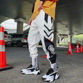 Mens hiphop tapered trousers in black acetate fibre with small-foot opening side view