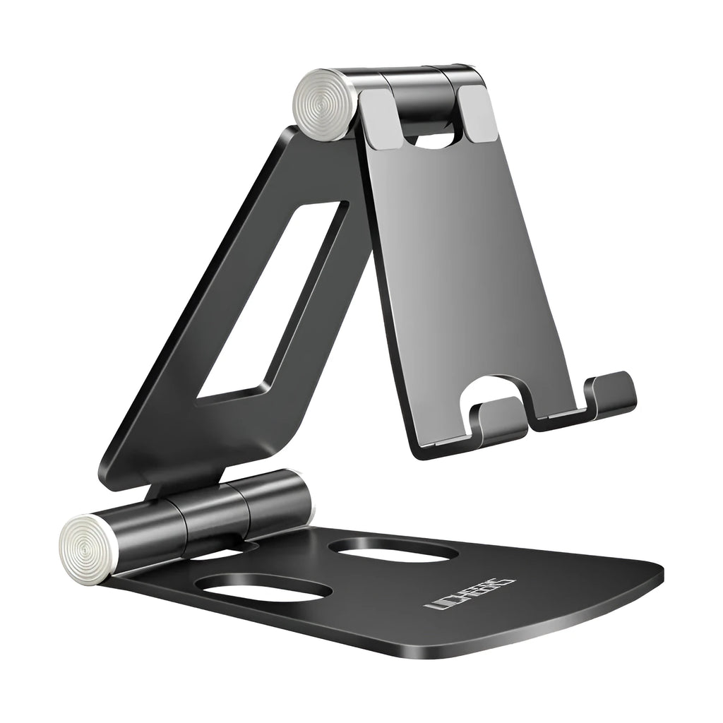 Aluminium alloy adjustable desktop stand for mobile phone and tablet, 105mm x 78mm x 14mm, 100g, dual-axis