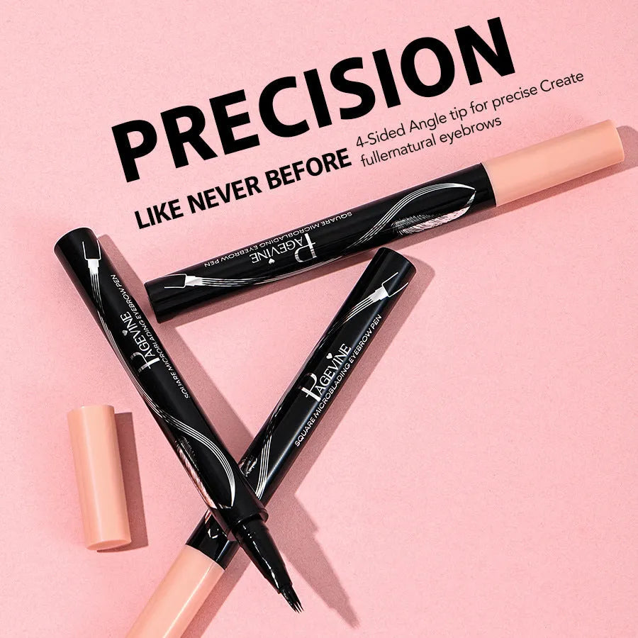 Four-fork eyebrow pencil in black with waterproof sweatproof formula for natural brows