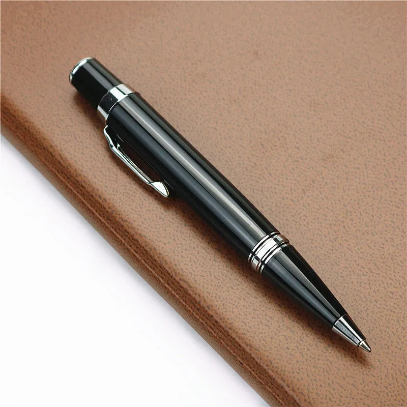 Full metal black pocket rollerball pen with 0.7mm refill and two spare refills