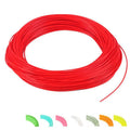 Floating fly fishing line in fluorescent yellow on a dark background showing 100ft length and nylon construction