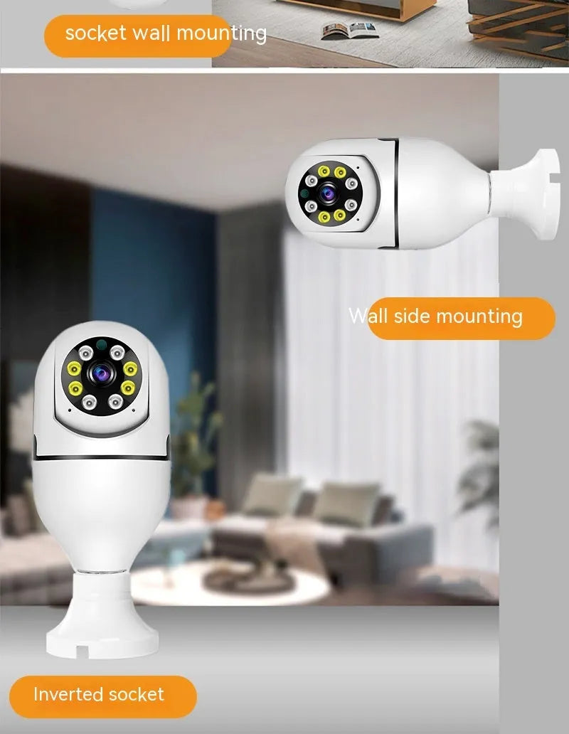Wireless bulb security camera with 1080p resolution and full colour night vision for indoor outdoor use