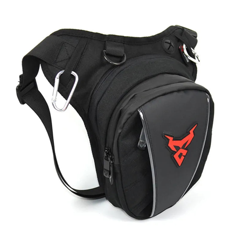 Motorcycle rider crossbody leg bag in blue made from durable 1200D Oxford cloth.