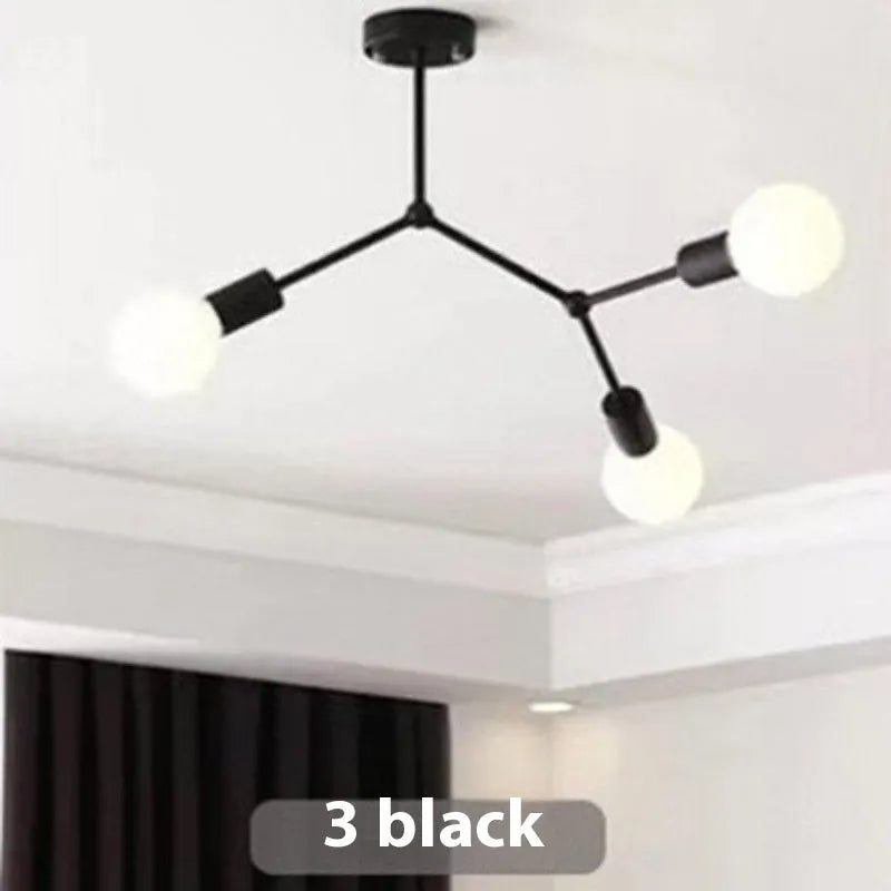 Iron chandelier ceiling lamp in Nordic style with multiple light heads