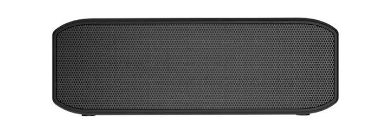Black waterproof Bluetooth speaker with control buttons and USB interface