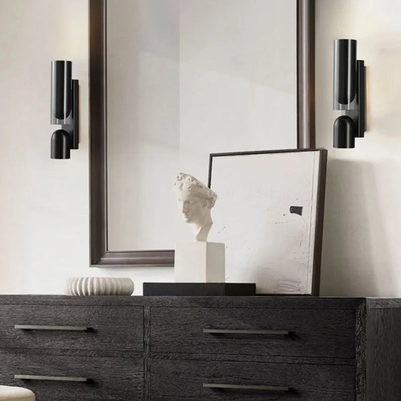 Rotating adjustable Nordic LED wall lamp with 5W warm light in brushed gun black finish