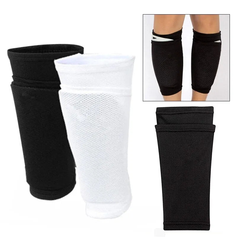 Football flapper leg guard 22cm shin pad sleeve in black or white with fixed plate