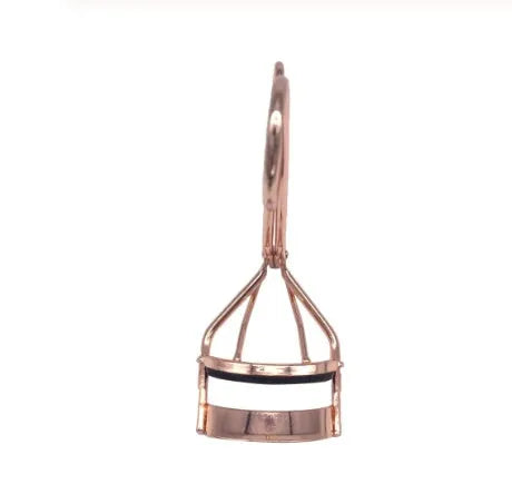 Rose gold plated local eyelash curler 10.3 x 3.6 cm with three rubber strips for lash curling