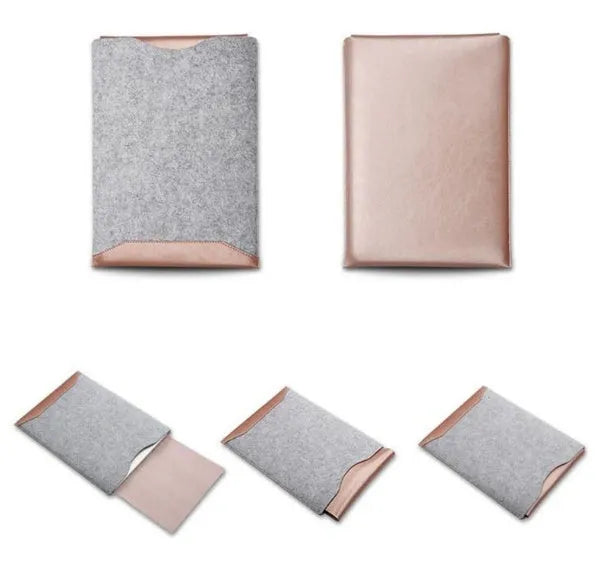 Minimalist laptop sleeve with built-in mouse pad for 11.6 to 15.4 inch laptops in rose gold