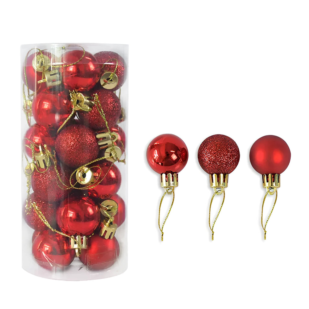 3cm diameter electroplated Christmas balls in assorted colours with shiny matte finish