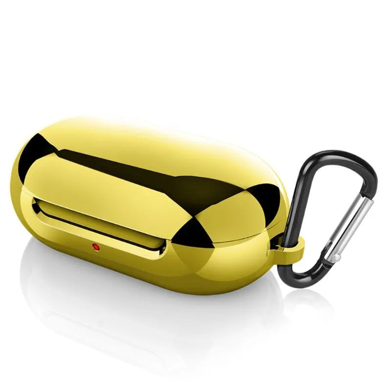 Silicone phone case for iPhone and Galaxy Buds in black, gold, pink or silver colours