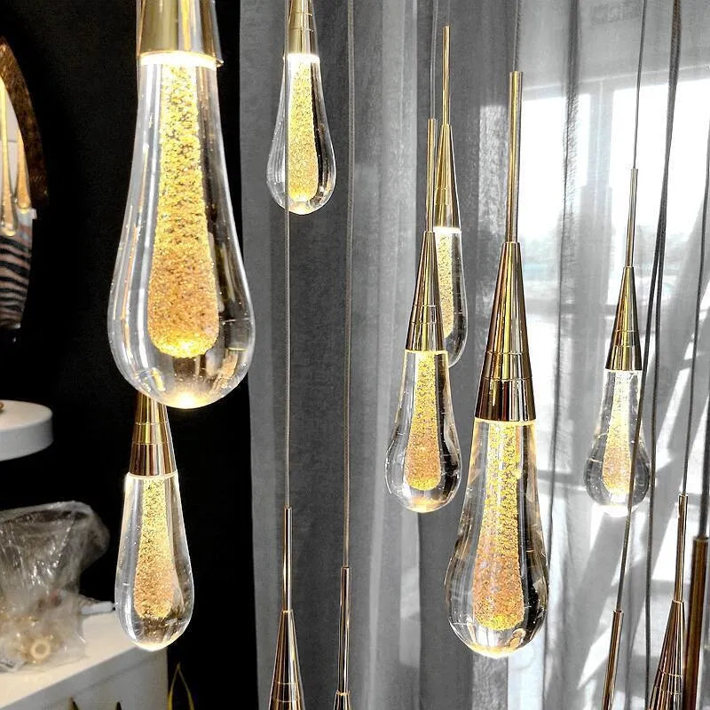 Postmodern crystal chandelier single head short ceiling light with adjustable cord and integrated LED warm light