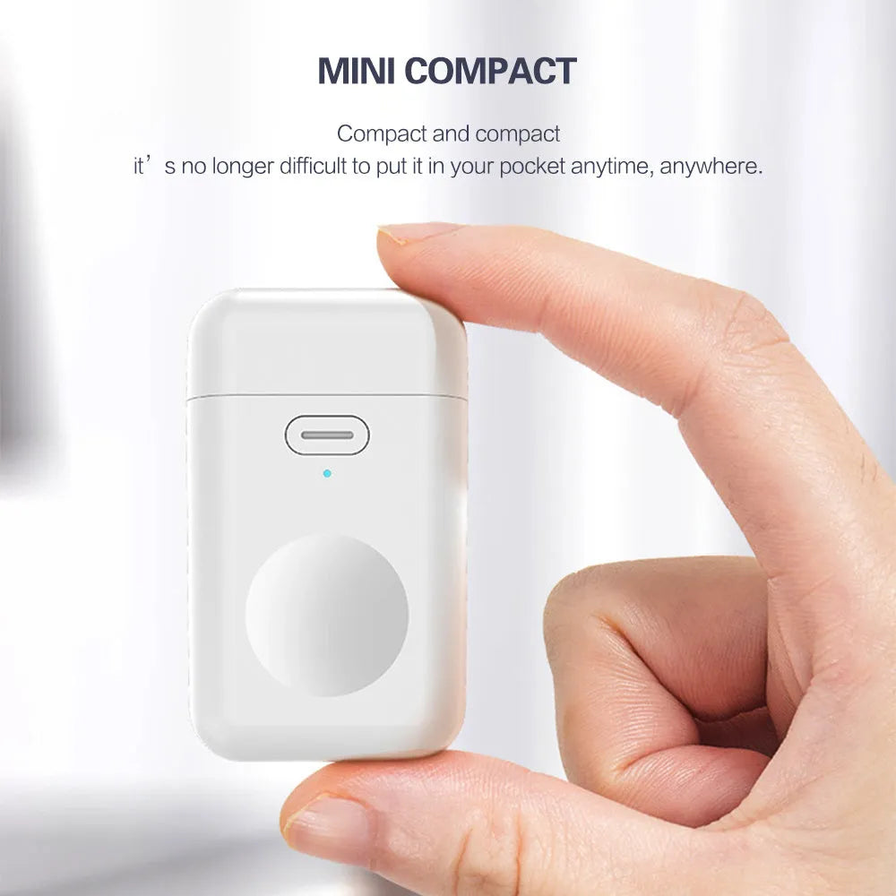 White 1000mAh wireless magnetic portable charger for Apple Watch showing compact size