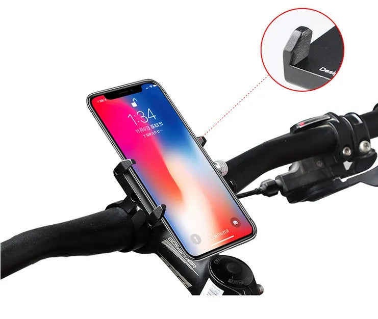 GUB Plus 6 aluminium motorcycle phone holder in black mounted on handlebars