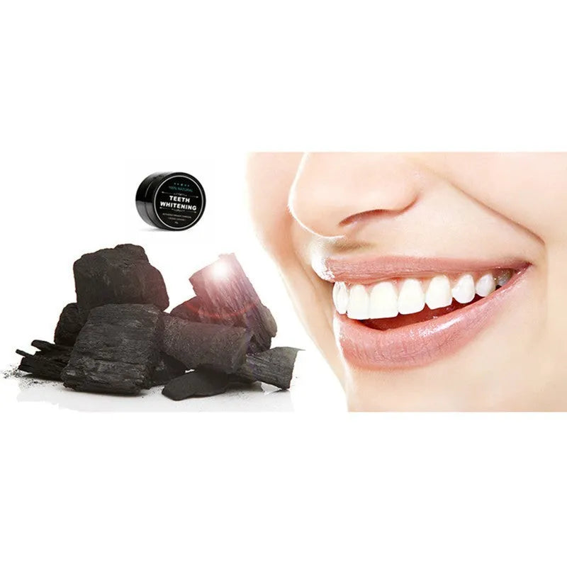 30g black activated coconut charcoal teeth whitening powder in jar