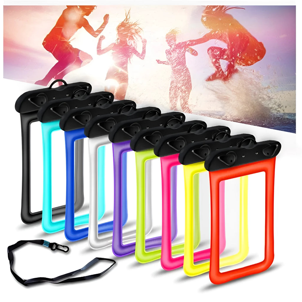 Double airbag waterproof phone pouch in orange made of imported PVC with 45cm rope