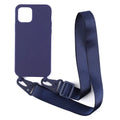 TPU lanyard phone case with dark red ribbon for iPhone 15 showing drop protection fit