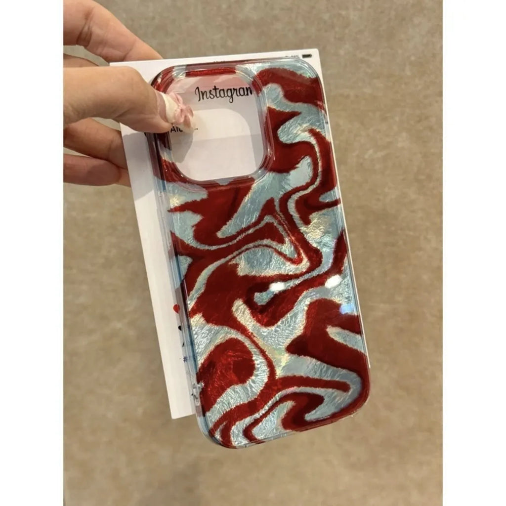 Frosted PC all-inclusive phone case for Apple iPhone with corrugated multi-colour blocks glacier pattern