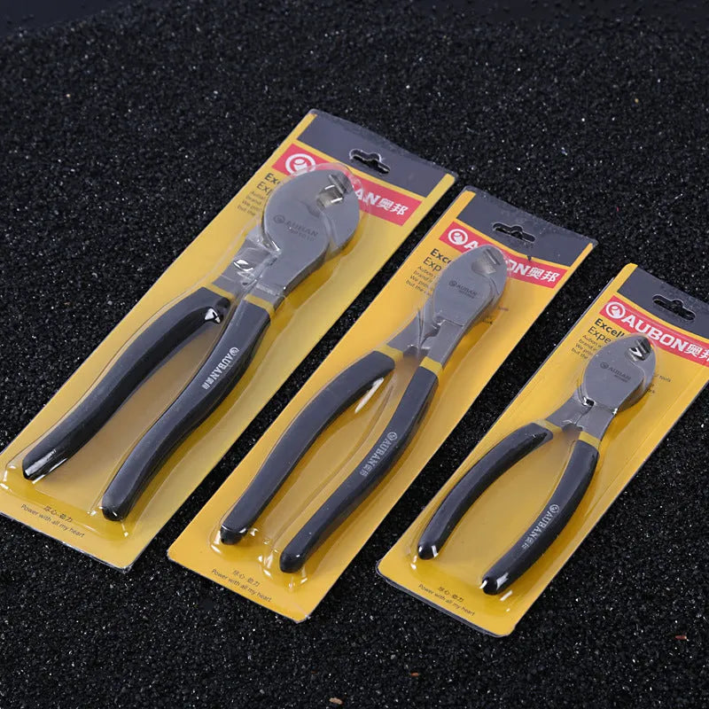 High carbon steel diagonal cable cutter with black PPR handle, 8 inch size shown
