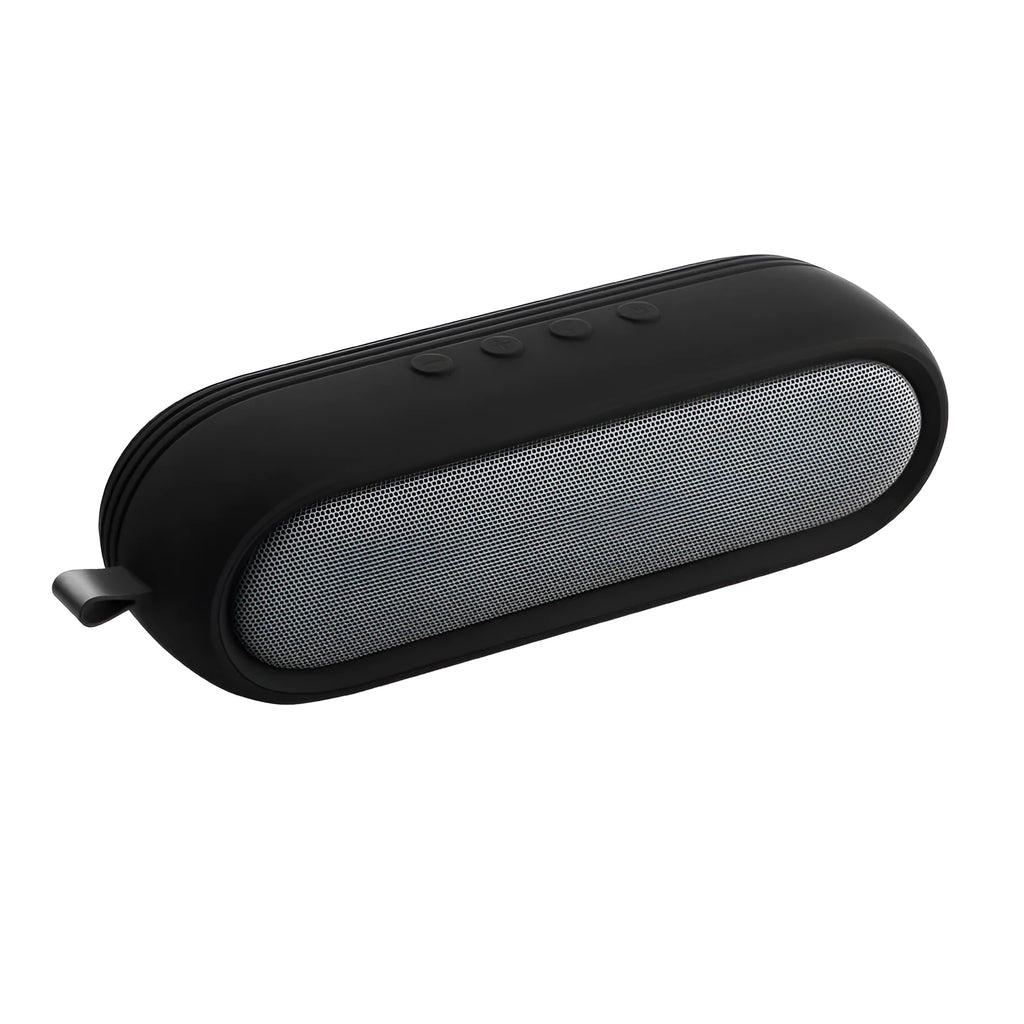 Portable wireless Bluetooth speaker dual 5W stereo IP65 waterproof black blue 21x6x5.5cm with protective case