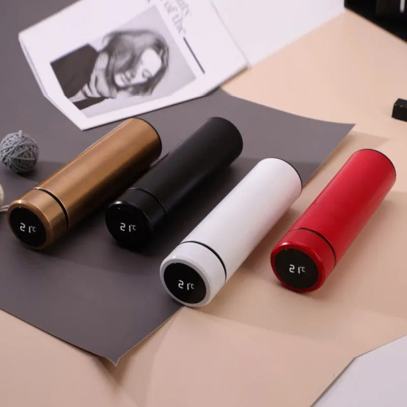 Stainless steel vacuum flask with LED touch display, 304 inside and outside, 500ml or 450ml, sports straight cup