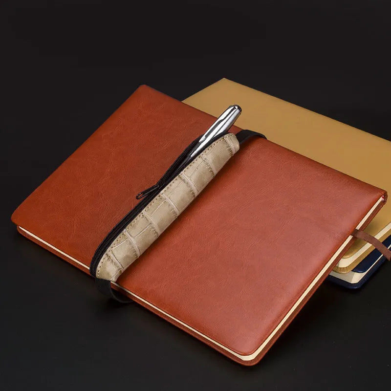 PU leather office pencil case measuring 16.5cm long with beige grey, black and crocodile pattern colour options
