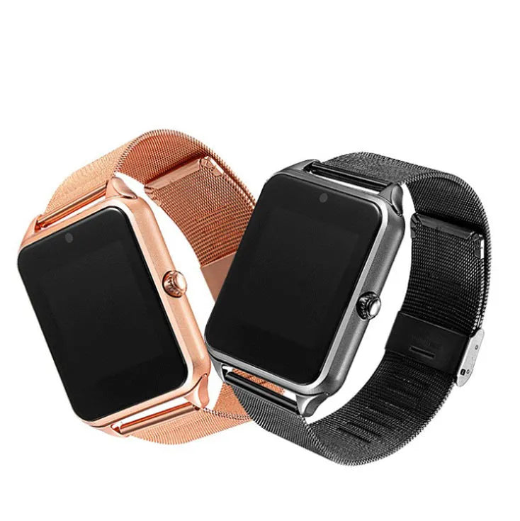 Z60 smart watch with Bluetooth connectivity and silicone strap in black