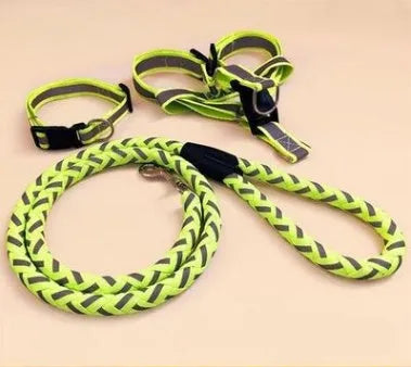 Adjustable nylon pet dog leash harness set with 120cm rope, black, for small to medium dogs