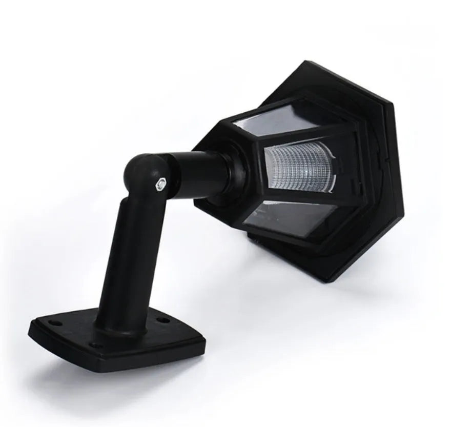 Black hexagonal solar wall lamp with monocrystal panel for outdoor garden lighting