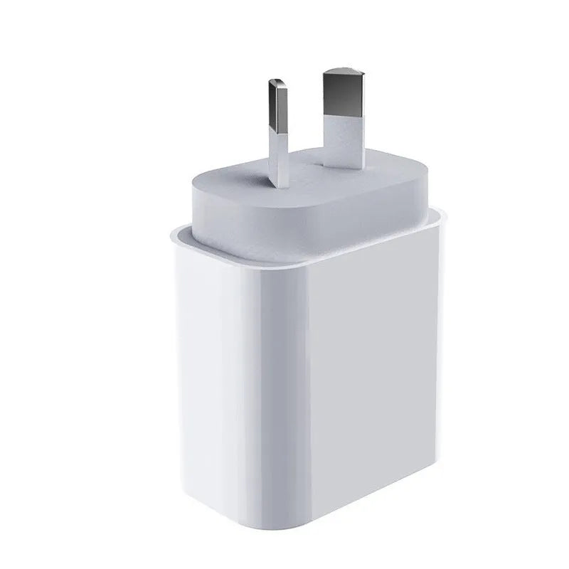 USB travel charger with bare metal finish showing multiple plug options for international use