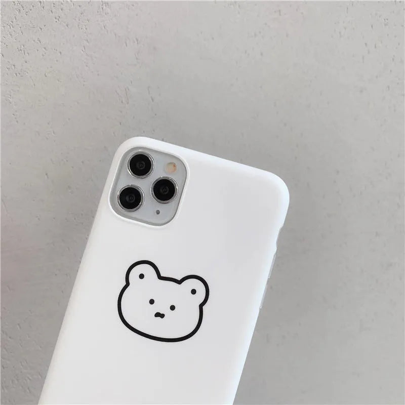 Soft silicone iPhone case featuring a cartoon bear design in Korean style colours.