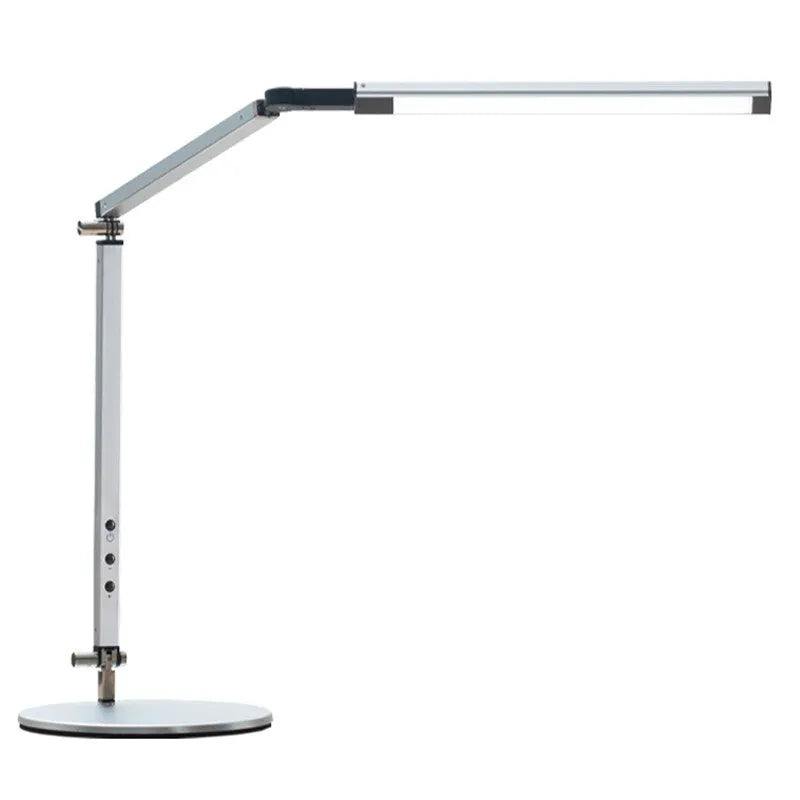 Aluminium clip-on LED desk lamp with remote control in black, silver, blue, or gold finish