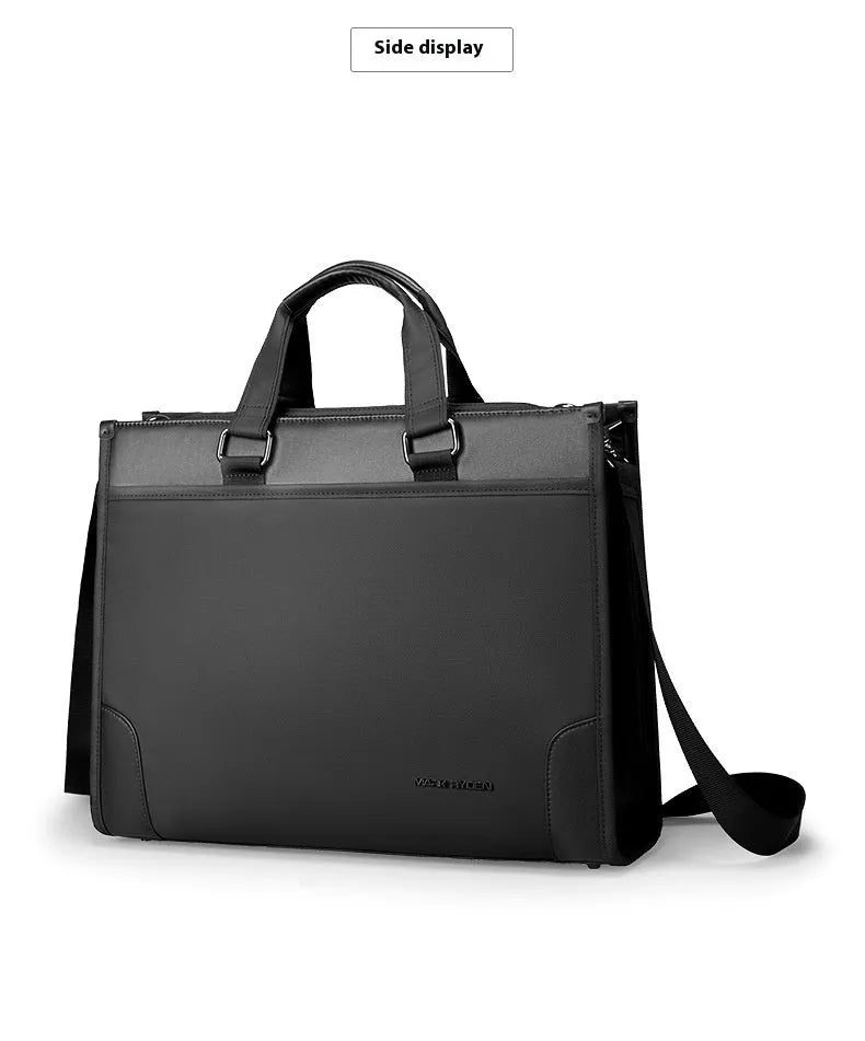 Black Oxford cloth handheld business briefcase with polyester lining for notebook computer travel