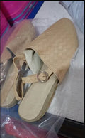European style baotou flat sandals with buckle closure and pointed toe in various colours
