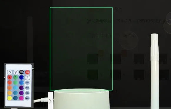 Black crack finish acrylic message board LED night light with remote control and stylus on desk