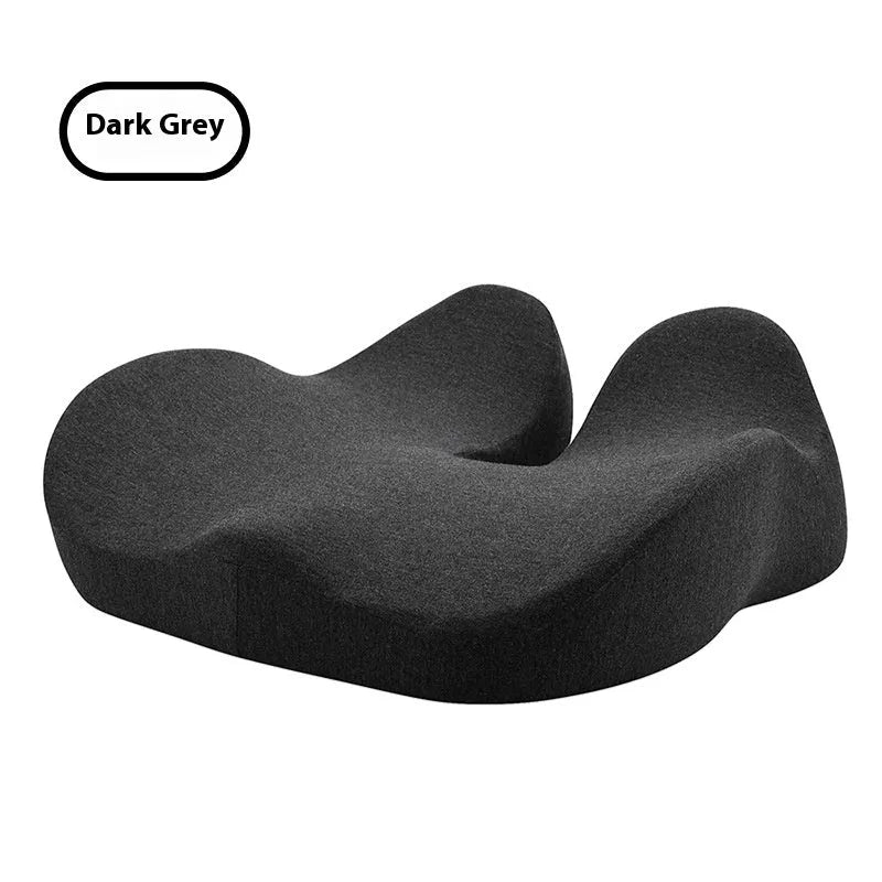 Light grey memory foam seat cushion for an office chair.