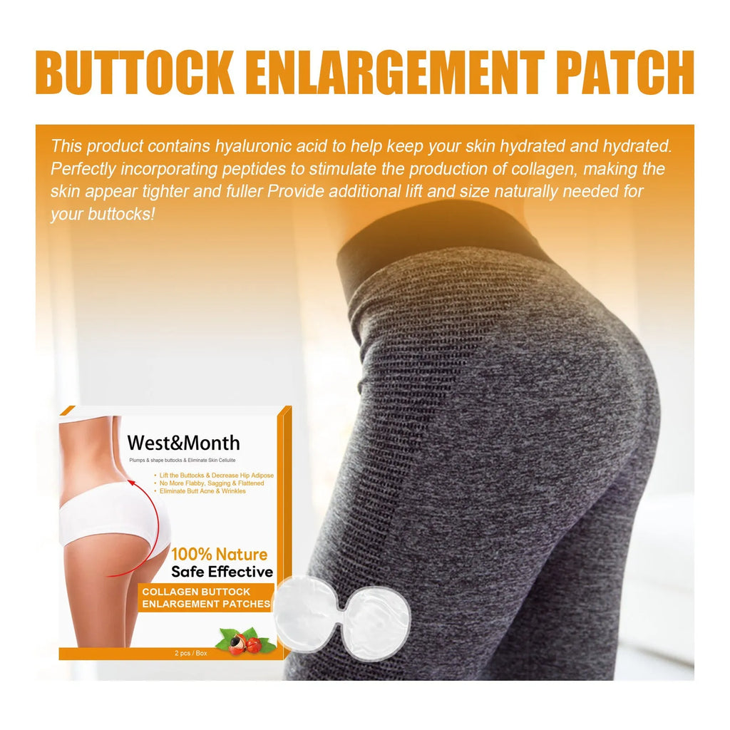 Collagen hip lifting massage pad set of 2 with pueraria root and guarana extract for butt firming