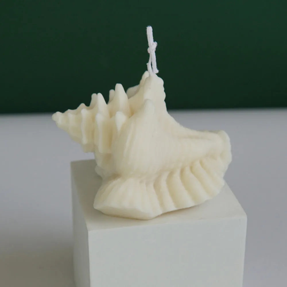 White silicone conch shaped mold for resin and candle crafts, 10.5cm irregular 3D design